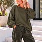 Balloon sweater with ruched sleeves - olive
