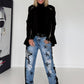 Stylischer Blazer mit Reißverschlüssen  - schwarz