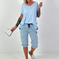 T-shirt with side eyelets - light blue