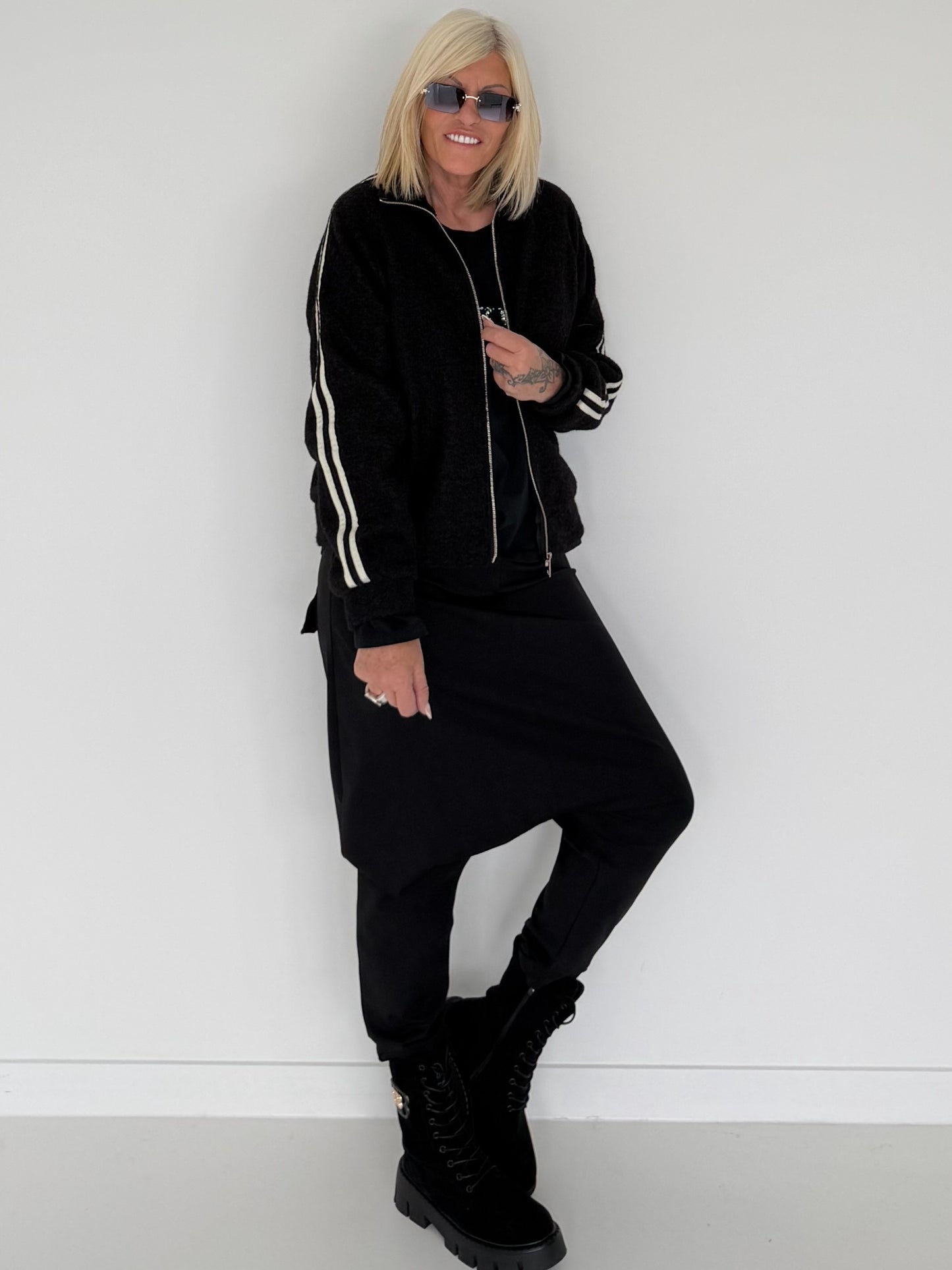 Jacke mit Streifen-Details - schwarz
