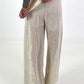 Crochet trousers with lurex - beige