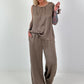 Two-piece set in satin look - taupe
