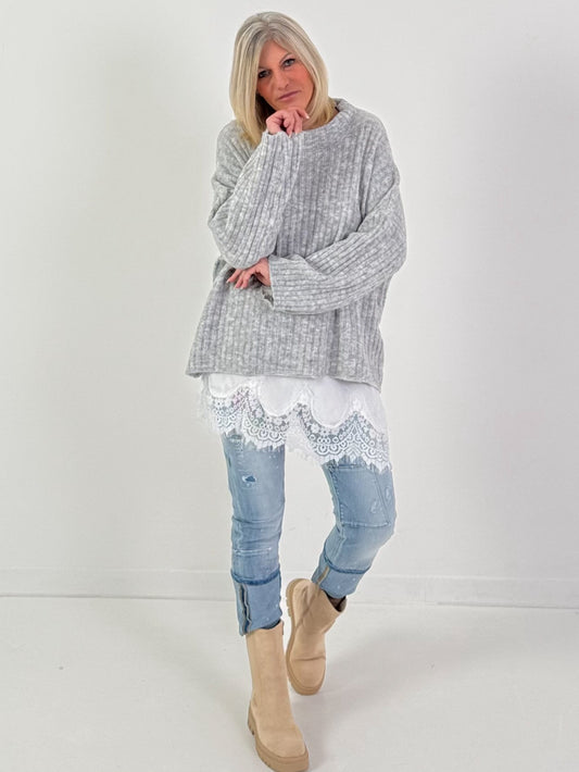 Pullover Modell "Feather Touch" - grau ( lieferbar ab 22.01.25)