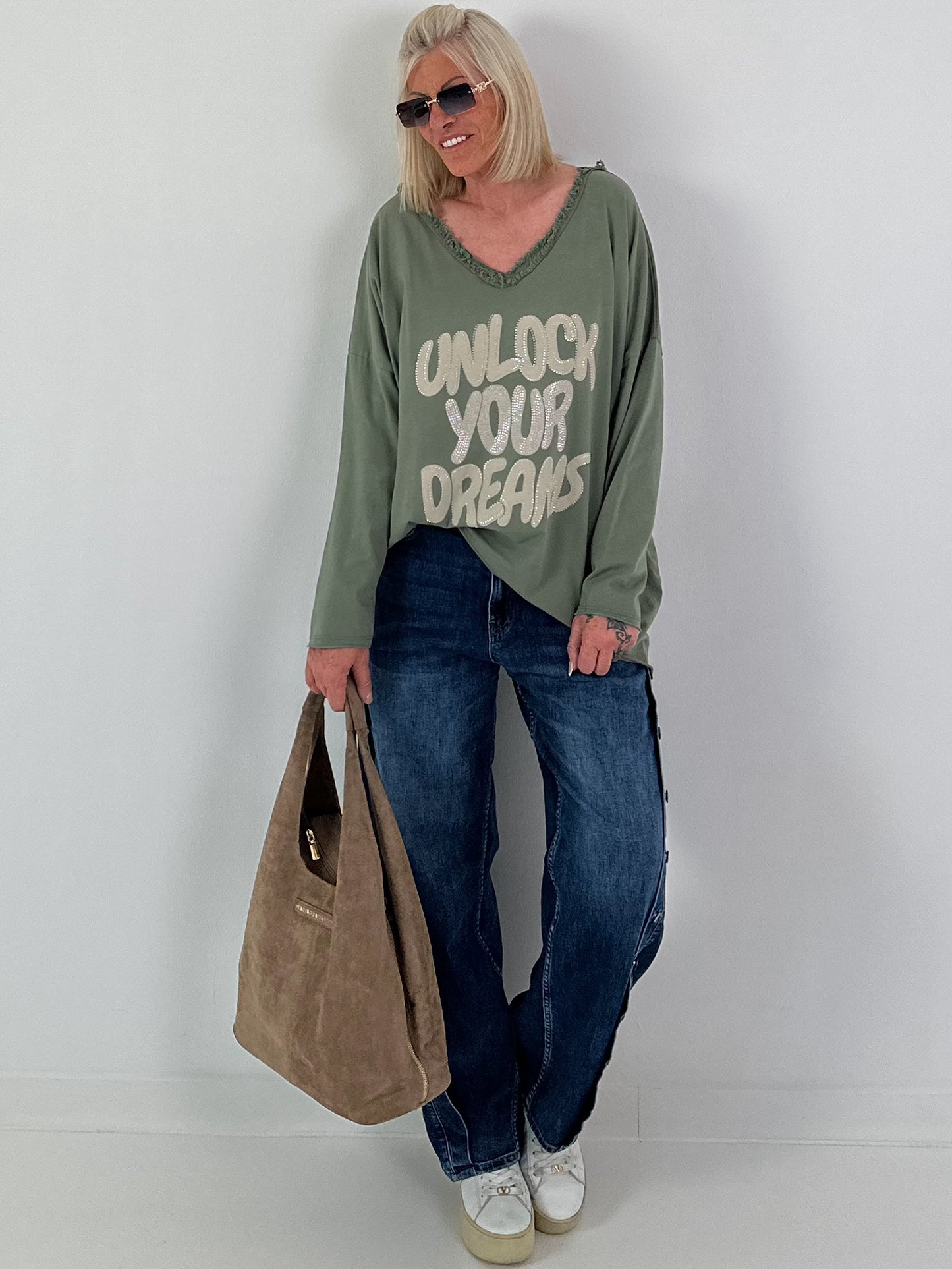 Oversized Shirt Unlock Your Dreams - olive