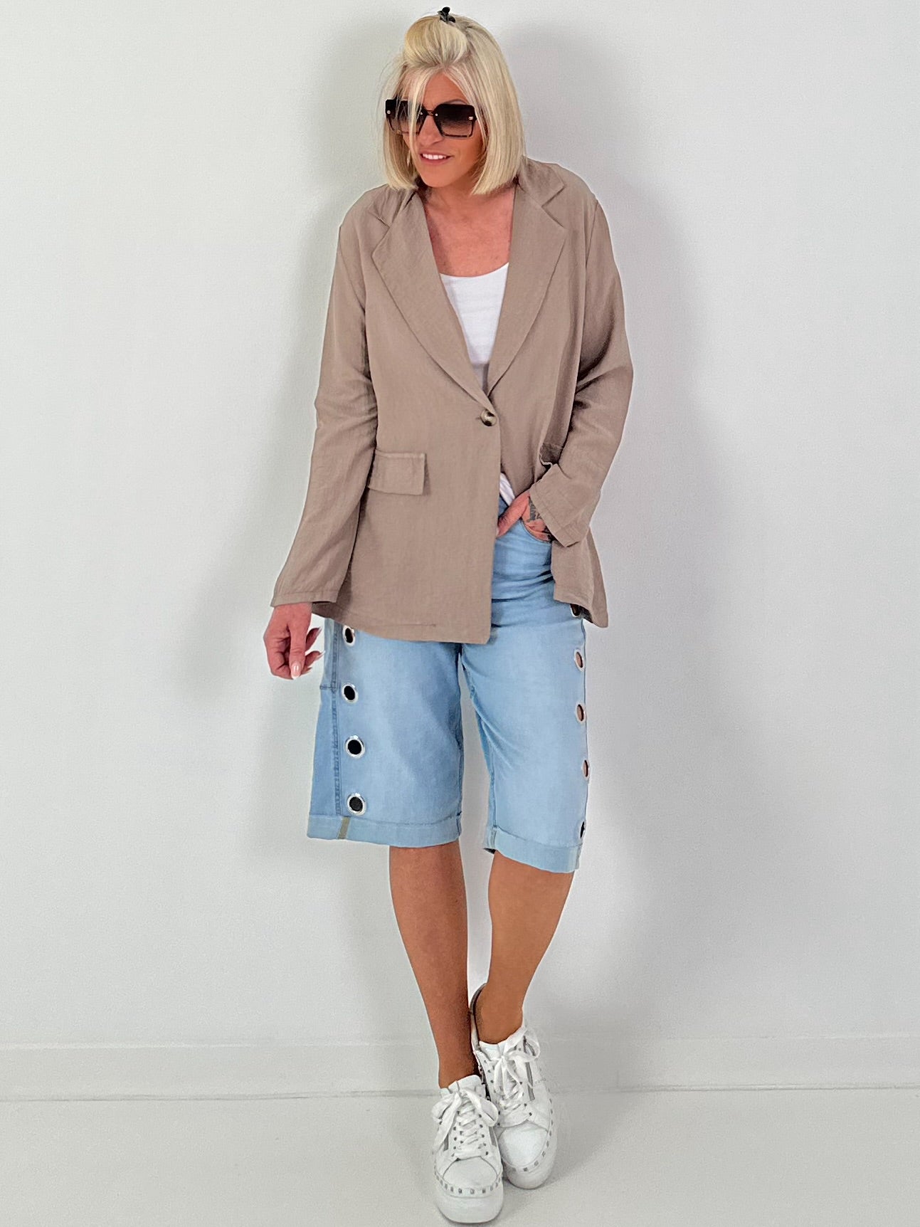 Leichter Blazer mit Patten - taupe