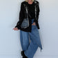 Oversized Blazer mit Denim- und Kettenelementen - schwarz