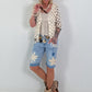 Denim Shorts with Crochet Patches