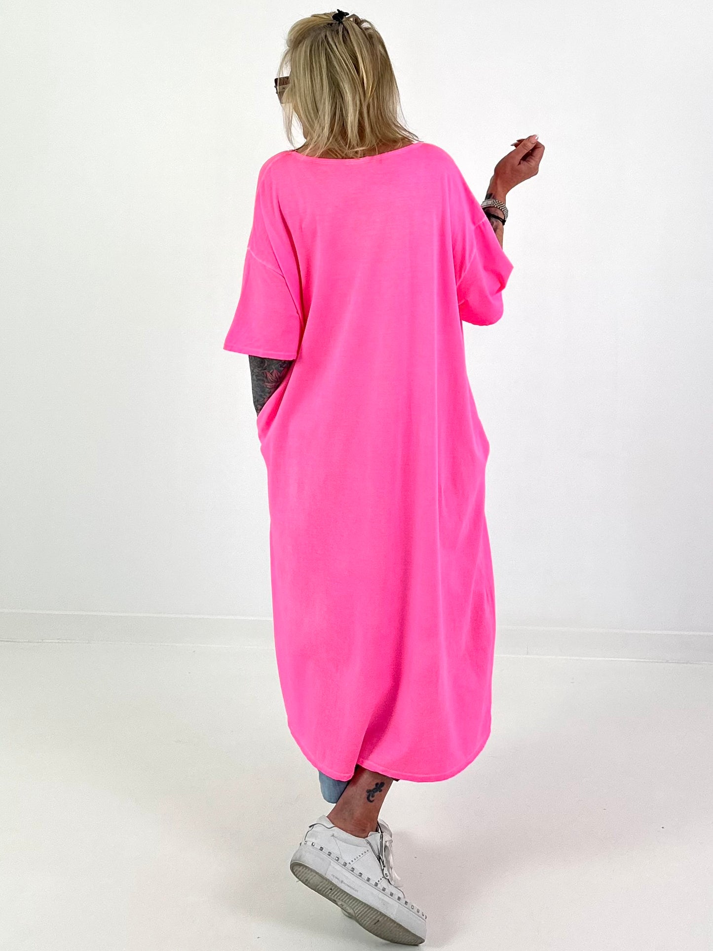 Oversized Long Shirt Sunset - neon pink