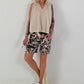 Ballon Blusen Top mit V-Neck - beige