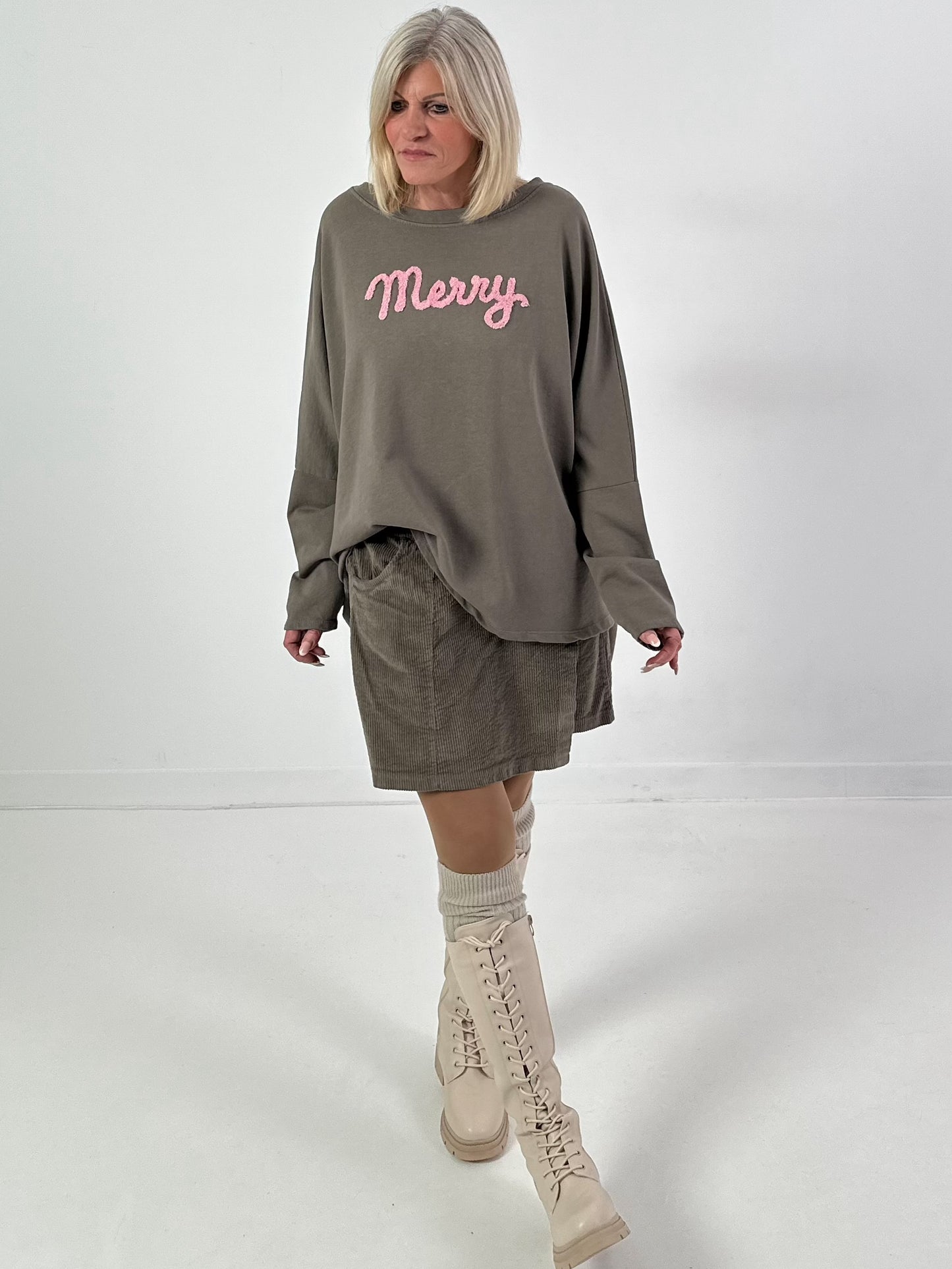 Sweatshirt model "Merry Mood" - khaki/taupe