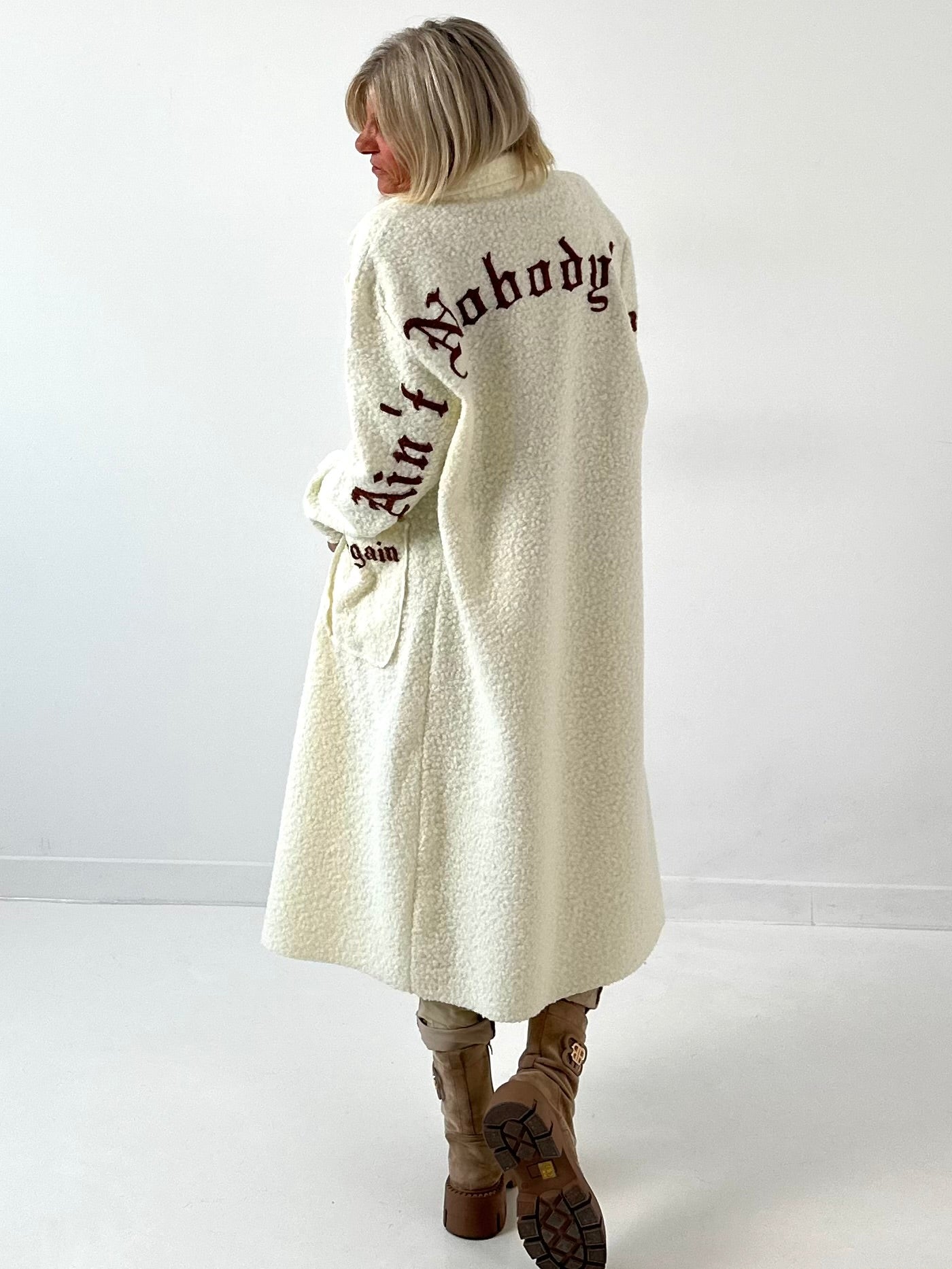 Bouclé jas model "Ecru Edge" - ecru