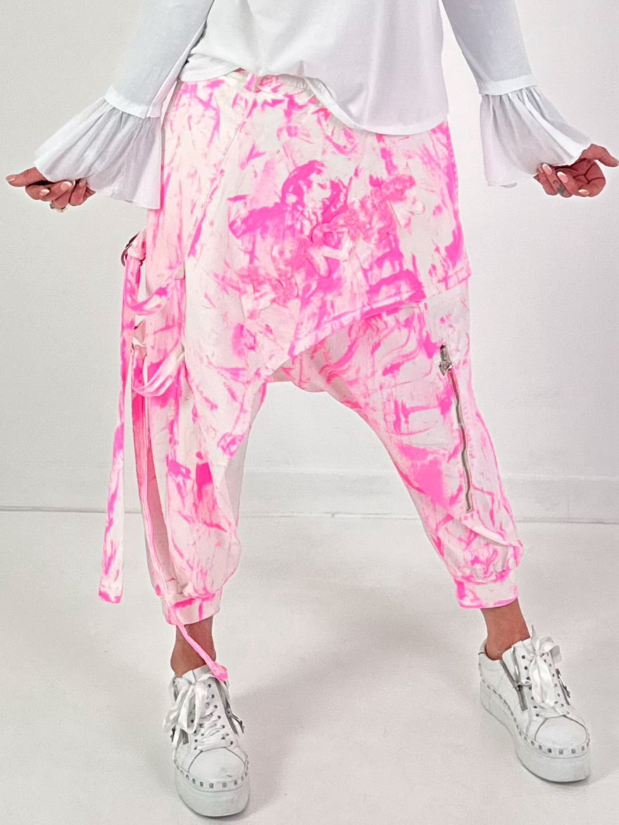 Batik-Baggy Amour - weiss-neonpink
