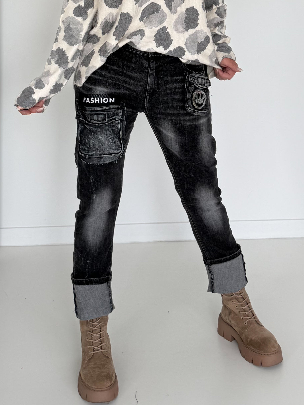 Jeans Fashion Smiley - used-black