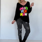 V-hals trui Unlock Your Dreams - zwart-meerkleurig
