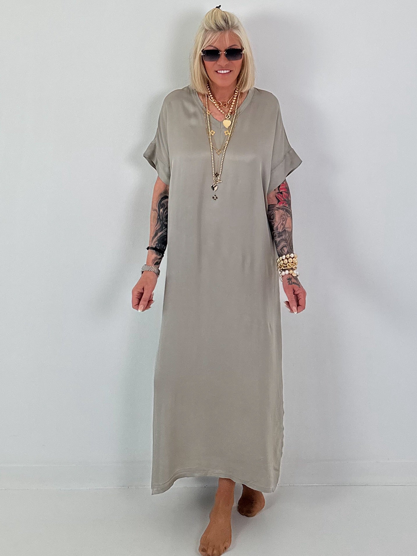 Long silk dress - taupe