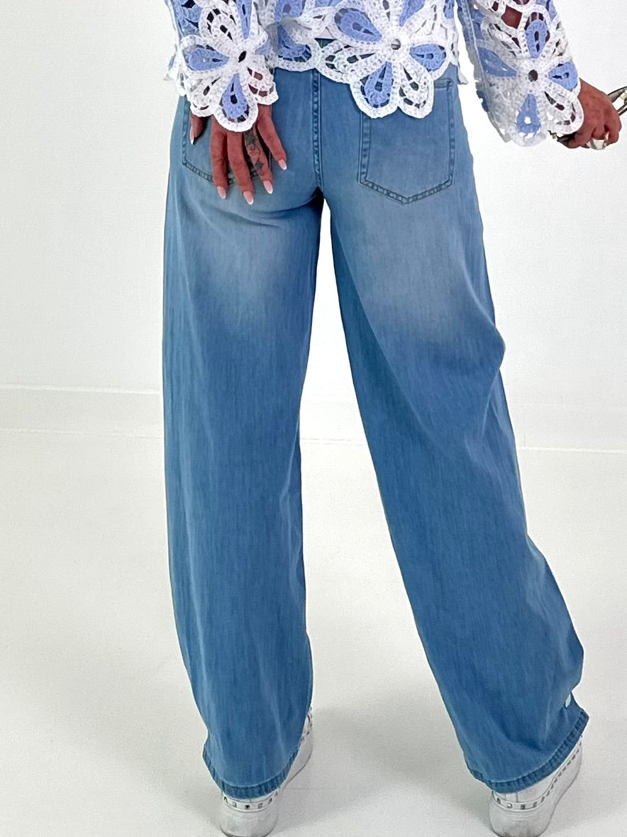 Button-hem jeans - denim
