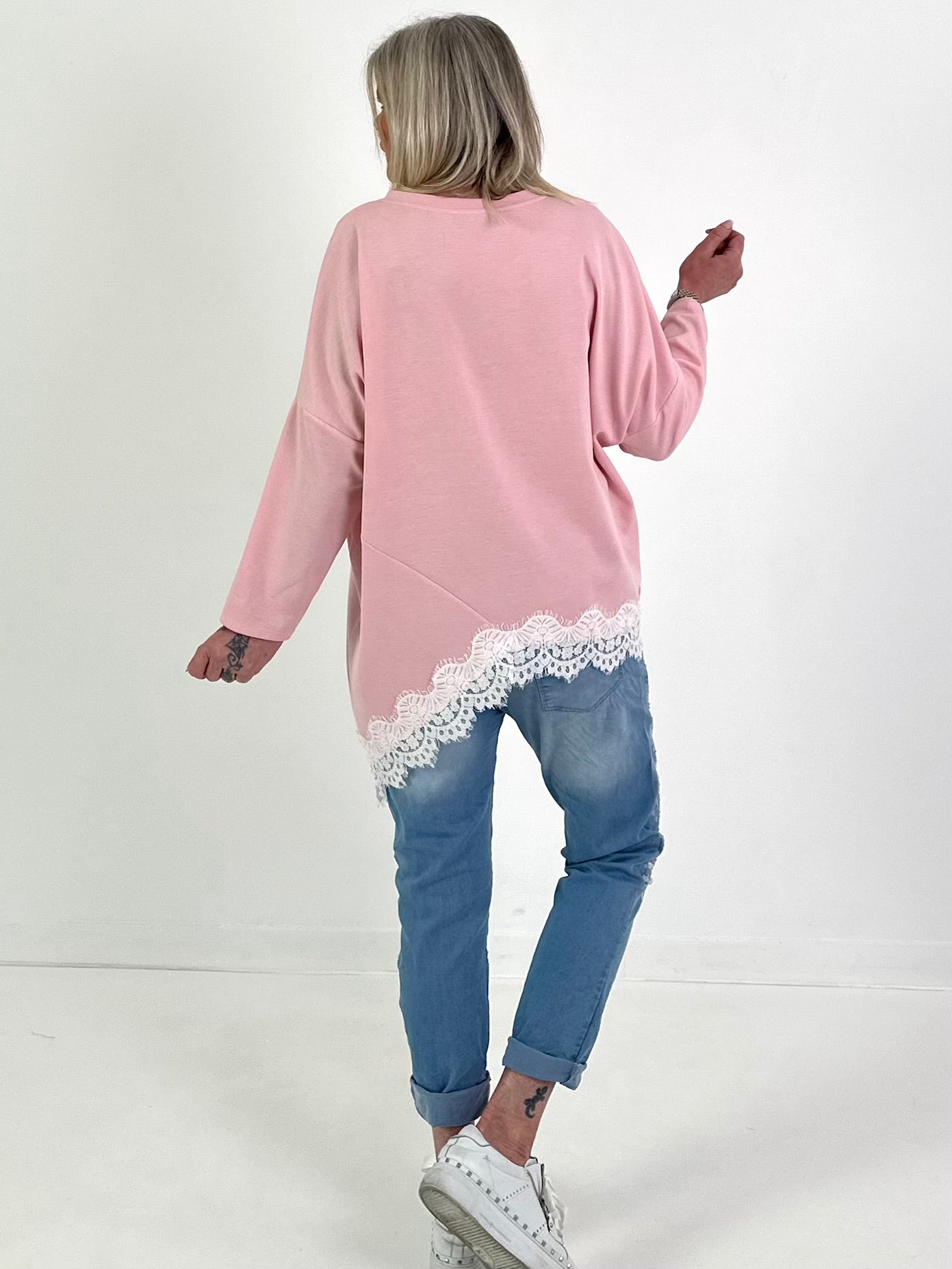 Trui met kanten details - roze