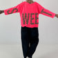 Sweatshirt SWEET mit Leo-Print - neonpink