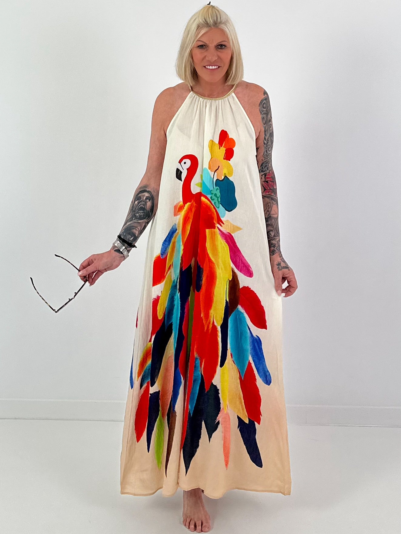 Printed ombré dress - beige multi-colored