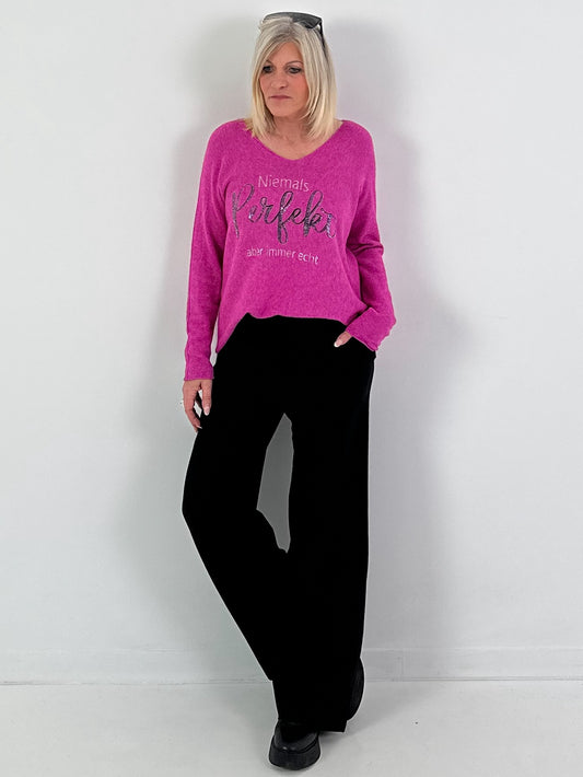 V-hals pullover model "Always Authentic" - roze