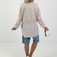 Bomber jacket with ruched sleeves - beige