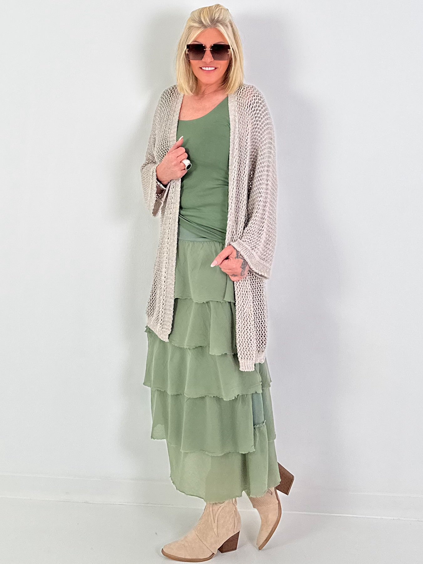 Crochet jacket with Lurex - beige