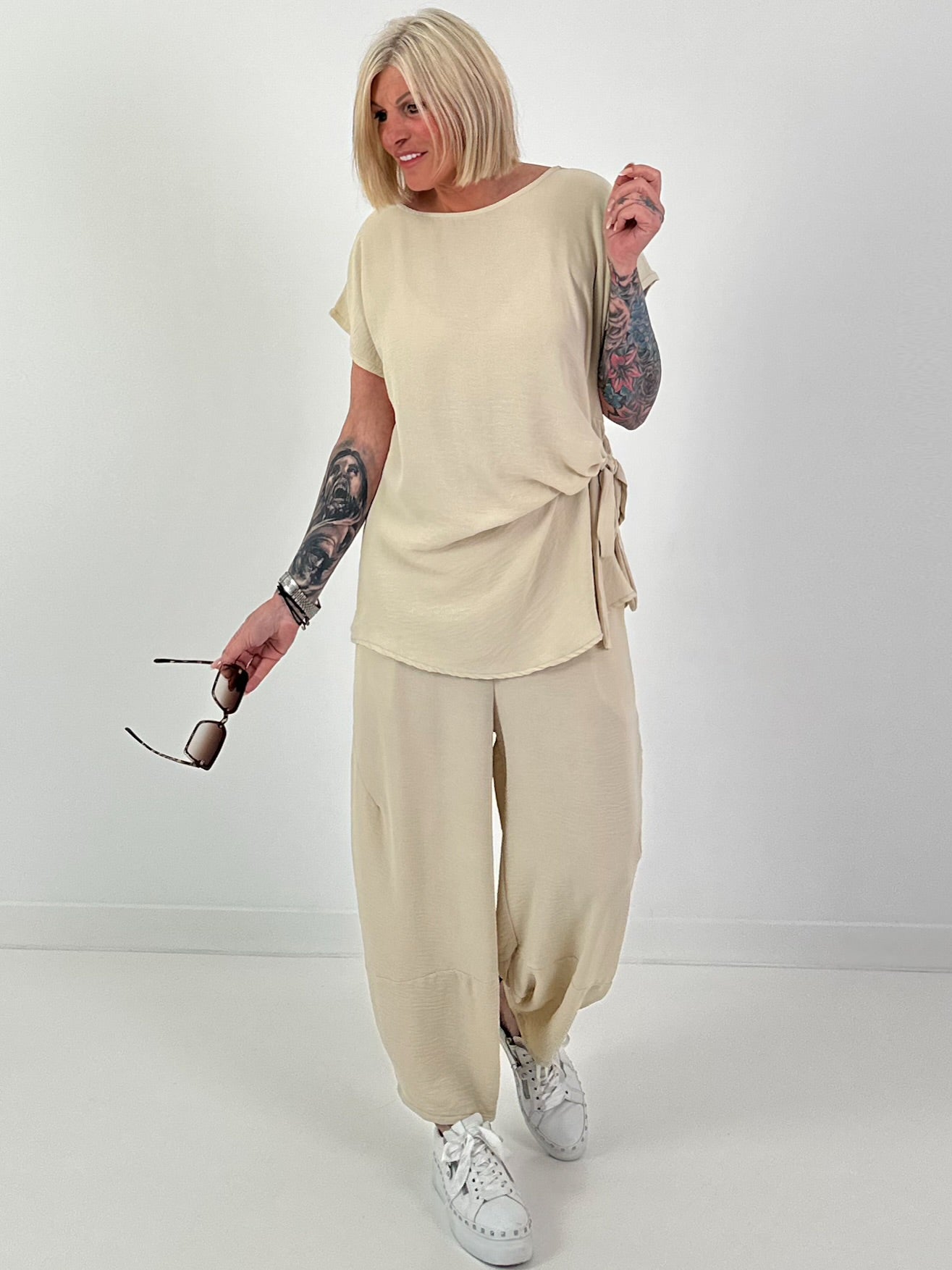 Light Balloon Trousers - beige