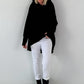 Lässiger Long Hoodie mit Daumenloch - schwarz ( lieferbar ab ca. 16.07.26)