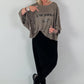 Oversized Strick Shirt mit Statement Print - taupe