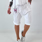 Kurze Baggy mit breiten Nähten - weiss