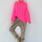 Kuschliger Strickpullover mit Zopfmuster - neonpink