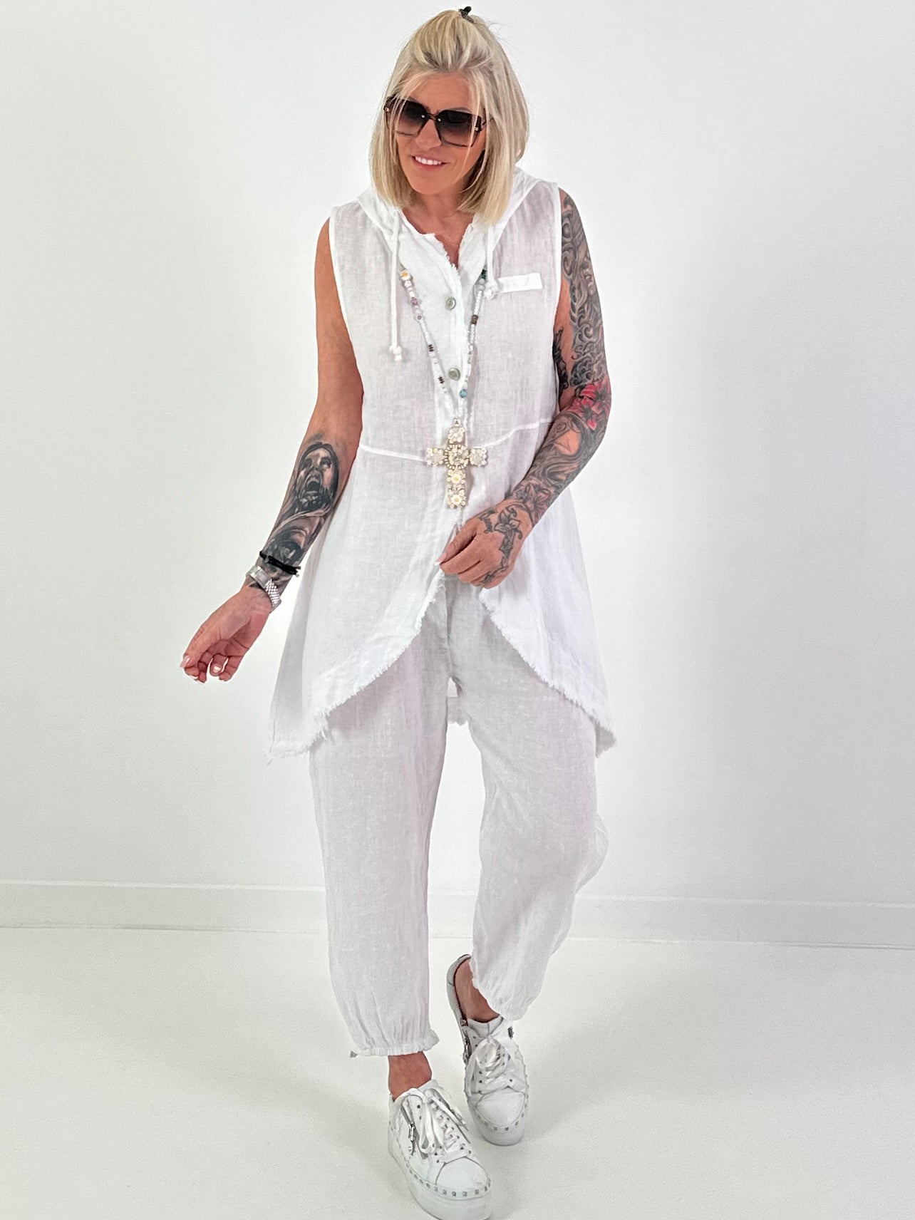 Linen two-piece set - white