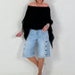 Tunic with side ruffles - black