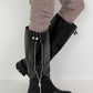 Leather-look boots with elaborate zipper details - black