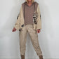 Vegane Lederhose Knopfleiste quer - beige