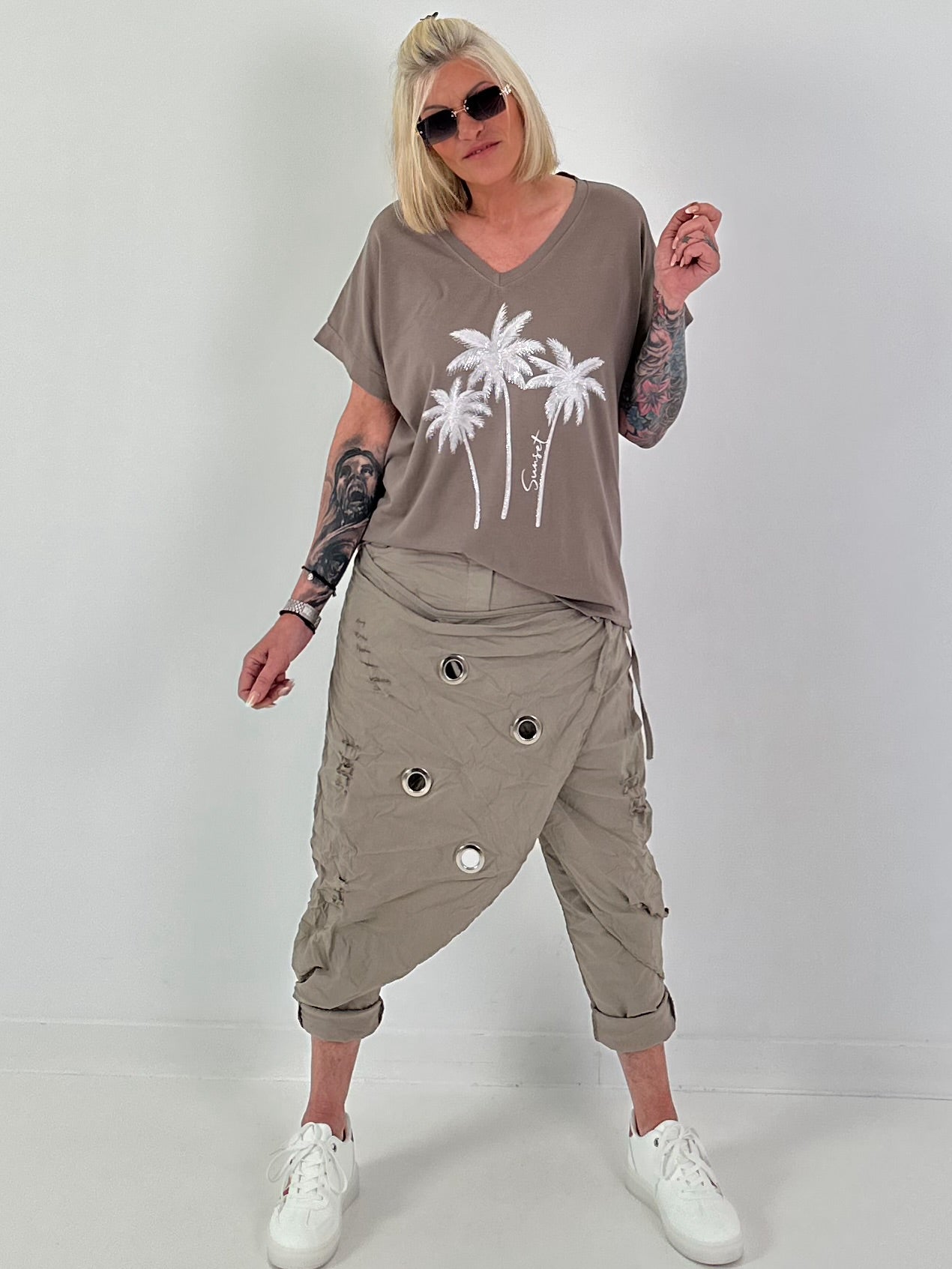 Stylische Hose im Knit-Look - taupe