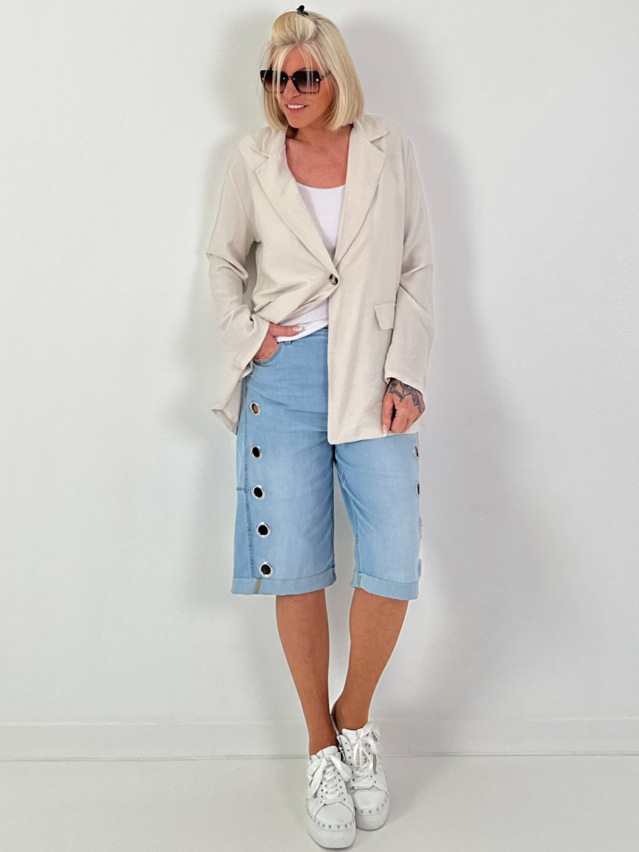 Leichter Blazer mit Patten - beige
