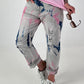 Jeans mit Batikmuster - grau-blau-rosa