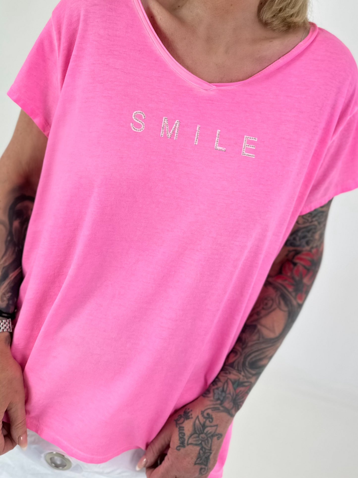 T-Shirt Smile - neonpink