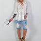 Boho tunic with embroidery and crochet details - white