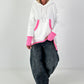 Lässiger Long Hoodie mit Daumenloch und trendigen Sternenelementen - weiss
