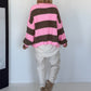 Strickjacke mit Blockstreifen - rosa-taupe