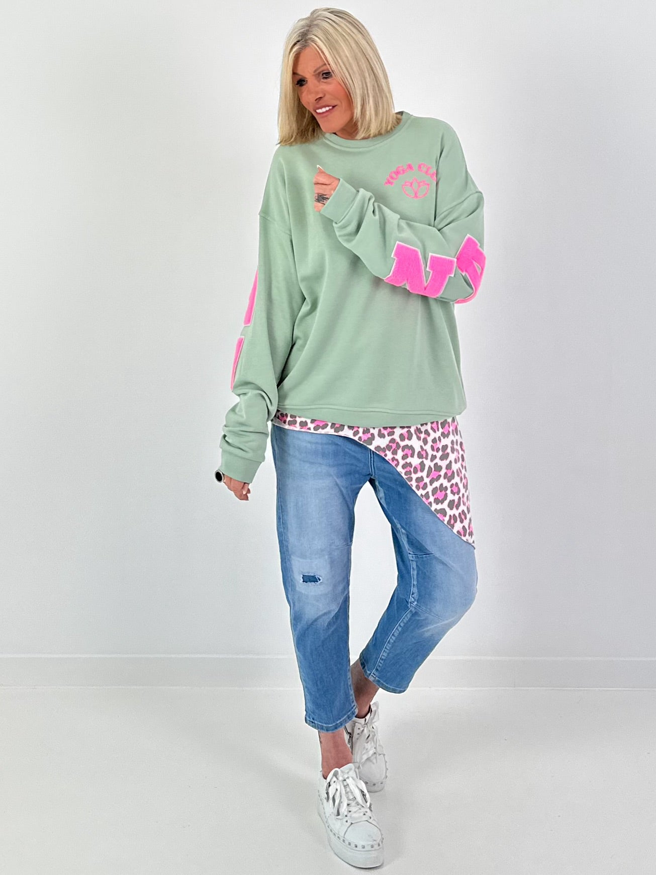 Long Top Leo asymmetrical - neon pink