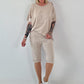 T-Shirt mit Häkelstern-Nieten-Cut-Outs - beige