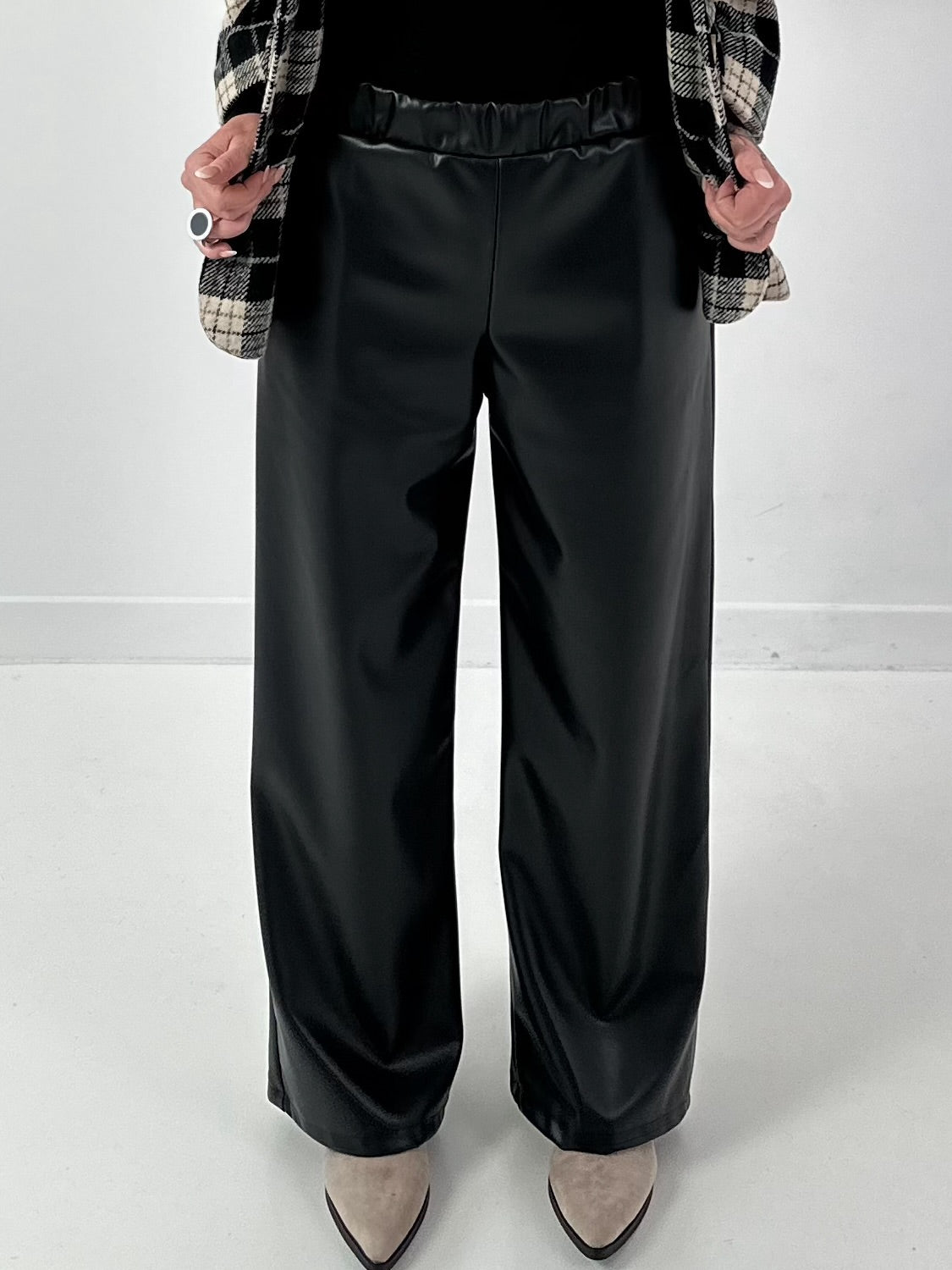 Leather-look trousers, model "Smooth Faux" - black