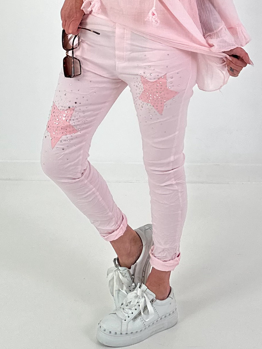 Pants with stars - pink