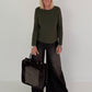 Weicher Basic Pullover - oliv