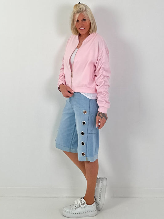 Bomberjacke mit gerafftem Arm - rosa