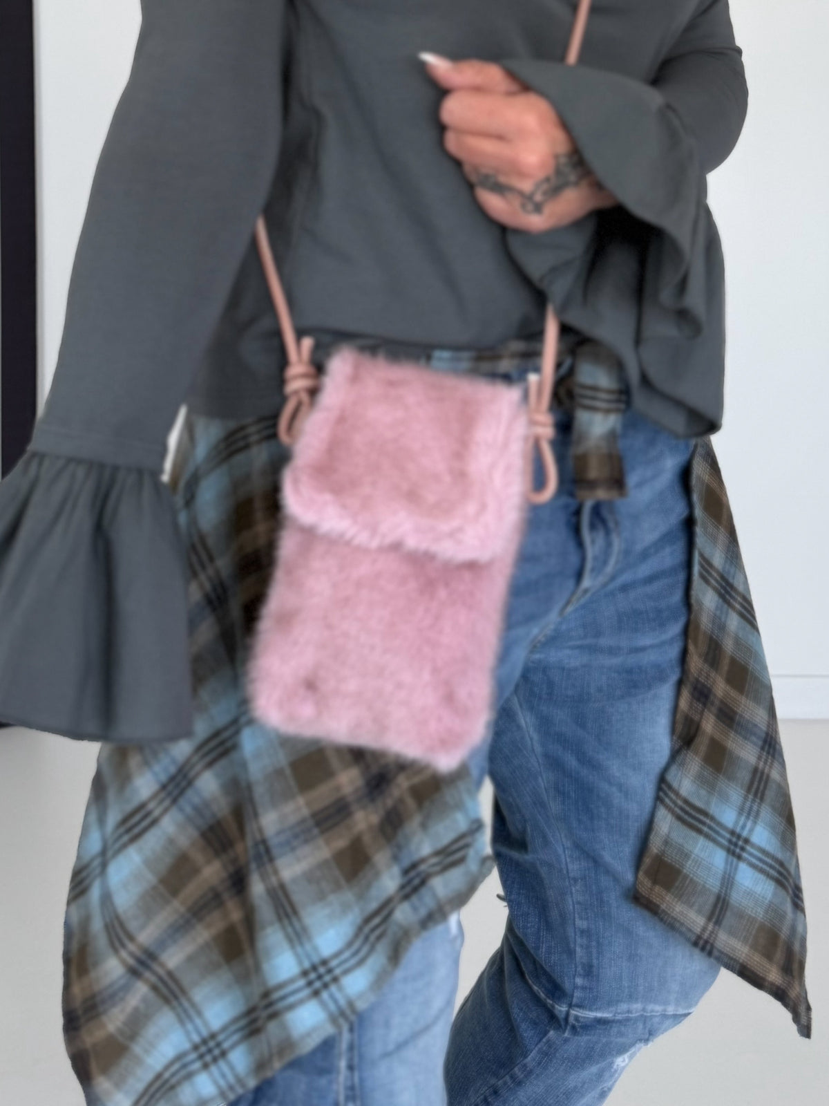Kleine Felltasche / Phone Bag - rosa