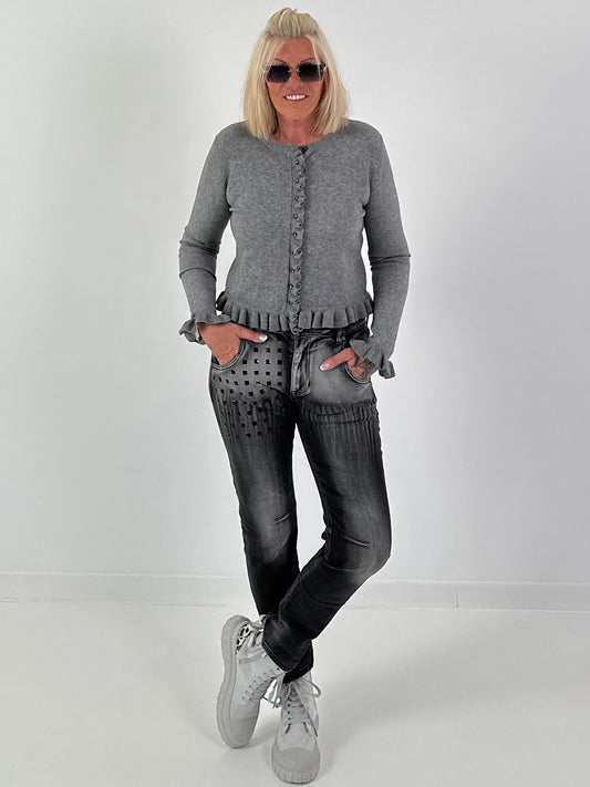 Vest met ruches - grijs